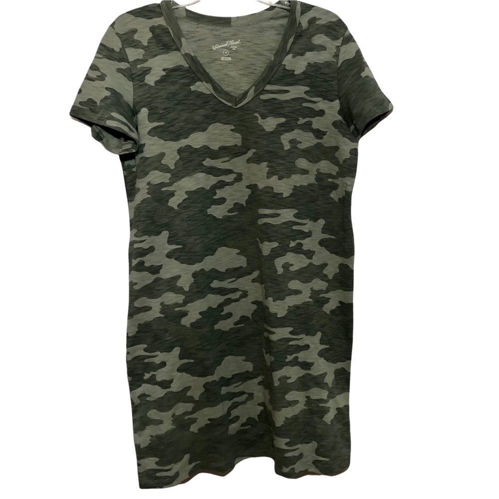 Universal Thread Camo Print Short Sleeve Cotton Dress - Picture 1 of 12